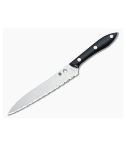 Spyderco Cook's Knife Serrated Black Corian K11S - SP-K11S 1