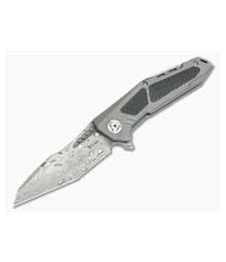 Reate Knives K-3 Carbon Fiber Inlay Compound Ground Damasteel Flipper - RK-K3-008 1