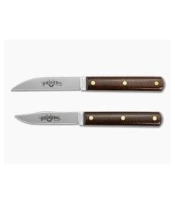 Great Eastern Cutlery Bunkhouse Brand Paring and Slicing Knife Set Brown Burlap Micarta 1095 Carbon Steel - GEC-K31K32CAR-BBM 1