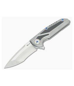 Reate Knives K-4 Carbon Fiber Inlay Stonewash Titanium M390 Flipper - RK-K4-001 1
