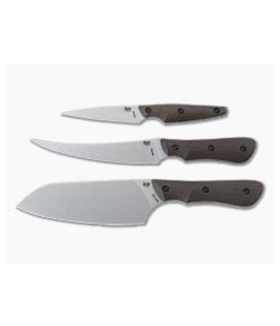 Smith & Sons Essential Kitchen Set AEB-L Burlap Micarta 3-Piece Fixed Blade Set - SS-KITCHN-BRLP 1