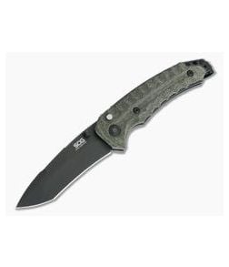 SOG Kiku Assisted Black S35VN Linen Micarta Button Lock Assisted Folder KU-3004 - SOG-KU-3004 1