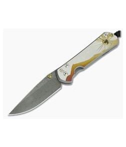 Chris Reeve Large Sebenza 21 Morning Sun Unique Damascus Citrine Cabochon 1114-01 - CRK-L21-1114-01 1