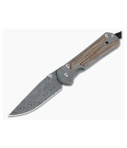 Chris Reeve Large Sebenza 21 Inlay Natural Canvas Micarta Damascus Raindrop Drop Point - CRK-L21-1272 1