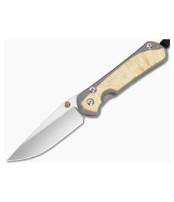 Chris Reeve Large Sebenza 31 Box Elder Burl Glass Blasted Titanium Drop Point MagnaCut Stonewash MIM Clip Frame Lock Knife (3.62" Blade) L31-1108-183-001 - CRK-L31-1108-183-001 1