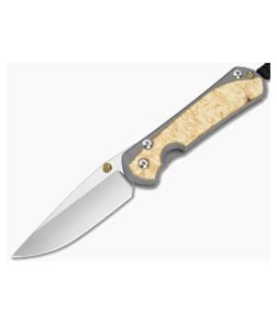 Chris Reeve Large Sebenza 31 Box Elder Burl Glass Blasted Titanium Drop Point MagnaCut Stonewash MIM Clip Frame Lock Knife (3.62" Blade) L31-1108-183-002 - CRK-L31-1108-183-002 1