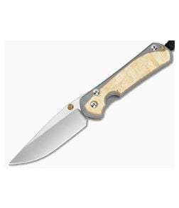 Chris Reeve Large Sebenza 31 Box Elder Burl Glass Blasted Titanium Drop Point MagnaCut Stonewash MIM Clip Frame Lock Knife (3.62" Blade) L31-1108-183-003 - CRK-L31-1108-183-003 1