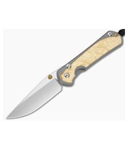Chris Reeve Large Sebenza 31 Box Elder Burl Glass Blasted Titanium Drop Point MagnaCut Stonewash MIM Clip Frame Lock Knife (3.62" Blade) L31-1108-183-004 - CRK-L31-1108-183-004 1