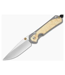 Chris Reeve Large Sebenza 31 Box Elder Burl Glass Blasted Titanium Drop Point MagnaCut Stonewash MIM Clip Frame Lock Knife (3.62" Blade) L31-1108-183-006 - CRK-L31-1108-183-006 1