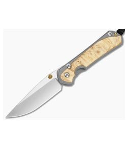 Chris Reeve Large Sebenza 31 Box Elder Burl Glass Blasted Titanium Drop Point MagnaCut Stonewash MIM Clip Frame Lock Knife (3.62" Blade) L31-1108-183-007 - CRK-L31-1108-183-007 1