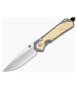 Chris Reeve Large Sebenza 31 Box Elder Burl Glass Blasted Titanium Drop Point MagnaCut Stonewash MIM Clip Frame Lock Knife (3.62" Blade) L31-1108-183-009 - CRK-L31-1108-183-009 1