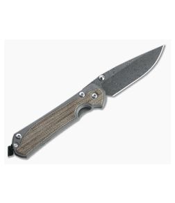 Chris Reeve Large Sebenza 31 Left Handed Natural Micarta Inlay Boomerang Damascus Drop Point Folder - CRK-L31-1215-001 1