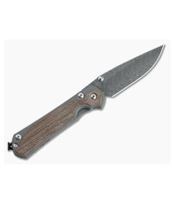 Chris Reeve Large Sebenza 31 Left Handed Natural Canvas Micarta Inlay Boomerang Damascus Drop Point - CRK-L31-1215 1