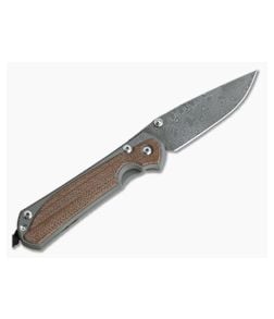 Chris Reeve Large Sebenza 31 Left Handed Natural Canvas Micarta Inlay Raindrop Damascus Drop Point - CRK-L31-1219 1
