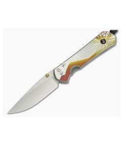 Chris Reeve Large Sebenza 31 Unique Graphic Morning Sun w/ Almandine Cabochon Drop Point - CRK-L31-1408-001 1