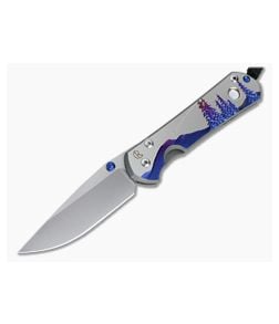 Chris Reeve Large Sebenza 31 Unique Graphic Shooting Star Night Sky w/ MOP Cabochon Drop Point - CRK-L31-1408-012 1