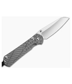 Chris Reeve Large Sebenza 31 Left Hand Insingo Forever Flag Glass Blasted Titanium MagnaCut Stonewash Folding Knife (3.61" Blade) L31-1509 - CRK-L31-1509 1