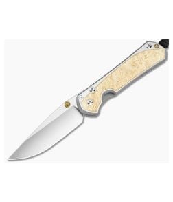 Chris Reeve Large Sebenza 31 Drop Point Box Elder Wood Polished Titanium MagnaCut Polished Folding Knife (3.61" Blade) L31-1628 - CRK-L31-1628 1