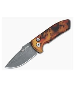 Protech Les George SBR Nichols Damascus "Del Fuego" #1 Custom ANodized Automatic LG-DFD20 - PT-LG-DFD20-1 1
