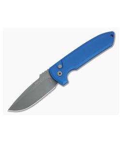 Protech Rockeye Auto Blue Aluminum Handles Smoky Grey DLC CPM-D2 Drop Point LG321-D2-BLUE - PT-LG321-D2-BLUE 1