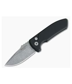 Protech Knives Les George SBR Acid Wash Blade Smooth Black Aluminum Handle LG411 - PT-LG411-AW-BK 1