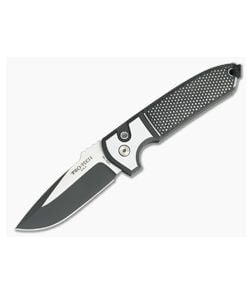 Protech Les George Rockeye Custom Two-Tone Stainless Steel Knurled Automatic Knife LGRS-8 - PT-LGRS-8 1