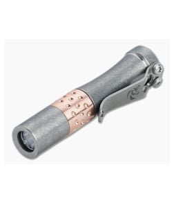 Laulima Metal Craft Hoku Short Stonewashed Titanium Copper Dimple Led Flashlight - LMC-LMC008 1