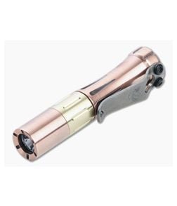 Laulima Metal Craft Hoku Short Satin Copper Brass Straight Groove Led Flashlight - LMC-LMC011 1