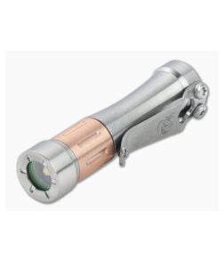 Laulima Metal Craft Hoku Short Smooth Satin Titanium Copper Straight Groove Led Flashlight - LMC-LMC018 1