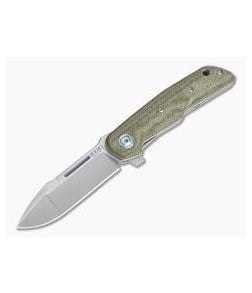 MKM Mikita Terzuola Clap Green Canvas Micarta M390 Liner Lock Flipper LS01-GC - MKM-LS01-GC 1