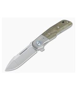 MKM Mikita Terzuola Clap Bolstered Green Canvas Micarta M390 Liner Lock Flipper LS01-GCT - MKM-LS01-GCT 1