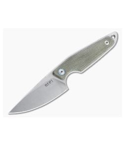 MKM x Vox Makro 1 Drop Point Stonewashed M390 Green Micarta Fixed Blade MA01-GC - MKM-MA01-GC 1