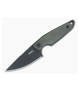 MKM Makro 1 Fixed Blade Green Canvas Micarta Handles Black M390 Drop Point MA01-GCB - MKM-MA01-GCB 1