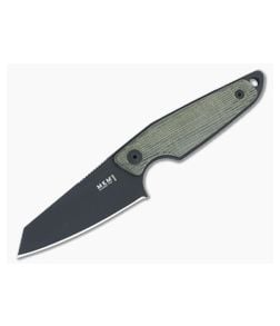 MKM Makro 2 Fixed Blade Green Canvas Micarta Handles Black M390 Sheepsfoot MA02-GCB - MKM-MA02-GCB 1