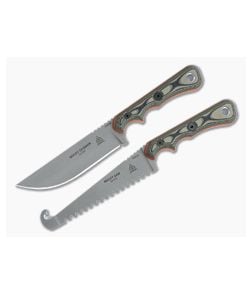 TOPS Knives Muley Combo Leather Sheath Tan Camo G10 Skinner and Saw Fixed Blades MCMB-01 - TP-MCMB-01 1