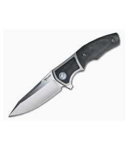 Reate x Lambert Mini Crossroads Satin M390 Black Micarta Inlaid Titanium Flipper - RK-MCR-BKM 1