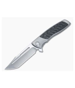 Sharp By Design Mini Evo Flipper Titanium Carbon Fiber Inlay Satin M390 Harpoon ME-02 - SBD-ME-02 1