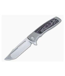 Sharp By Design Mini Evo Flipper Titanium Purple Haze FatCarbon Inlay Satin M390 Harpoon ME-06 - SBD-ME-06 1