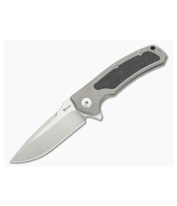 Reate Knives Mini Horizon-D Grey Titanium Carbon Fiber M390 Frame Lock Flipper - RK-MHD-08 1
