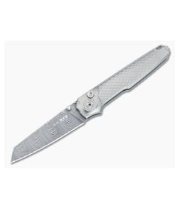 MKM Miura Limited Edition Button Lock Folder Gray Integral Ti Handle Twist Damasteel Blade MI-D-035 - MKM-MI-D-035 1