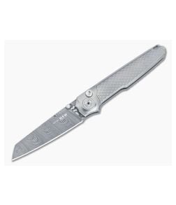 MKM Miura Limited Edition Button Lock Folder Gray Integral Ti Handle Twist Damasteel Blade MI-D-047 - MKM-MI-D-047 1