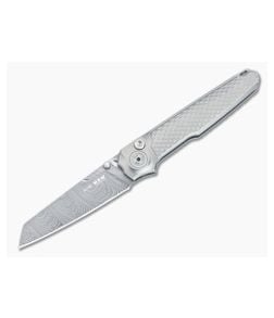 MKM Miura Limited Edition Button Lock Folder Gray Integral Ti Handle Twist Damasteel Blade MI-D-053 - MKM-MI-D-053 1
