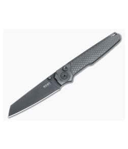 MKM Miura Button Lock Folder Dark Stonewash Integral Ti Handle Dark Stonewash M390 Blade MI-TDSW - MKM-MI-TDSW 1