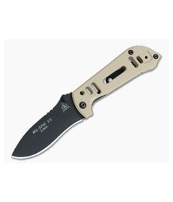 TOPS Knives MIL-SPIE 3.5 HP Black N690Co Tan Aluminum Liner Lock Folder MIL3.5H-03 - TP-MIL35H-03 1