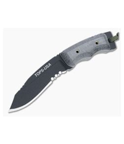 TOPS Mini Eagle Black 1095 Black Linen Micarta Fixed Blade Knife MINE-01 - TP-MINE-01 1