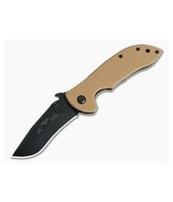 Emerson Knives Mini Commander Desert Tan Black Plain Edge Standoffs - EM-MINI-DTCOMM-BT-ST 1