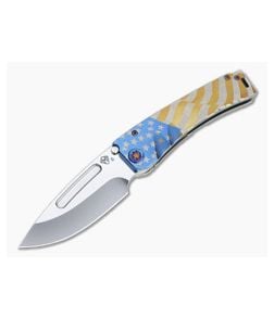 Medford Knives Marauder Drop Point Tumbled S35VN Bronze American Flag Titanium Folder MKT085 - MKT-MKT085 1
