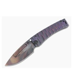 Medford Knives Marauder DP Vulcan S35VN Brushed Violet Twisted Predator Titanium Folder MKT097 - MKT-MKT097 1