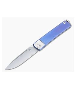 Medford Gentleman Jack S35VN Brushed Bolster Blue Titanium Slip Joint Folder MKT100 - MKT-MKT100 1