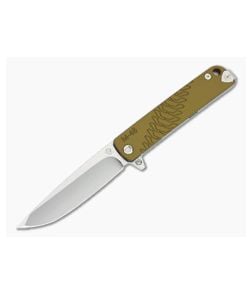 Medford M-48 Tumbled S35VN Yellow Aluminum Titanium Frame Lock Flipper MKT105 - MKT-MKT105 1
